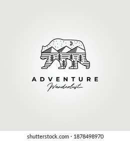 Landscape, wild life , adventure logo, vector, illustration, design, bear logo