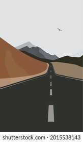 Landscape with a winding road and mountain.Highway