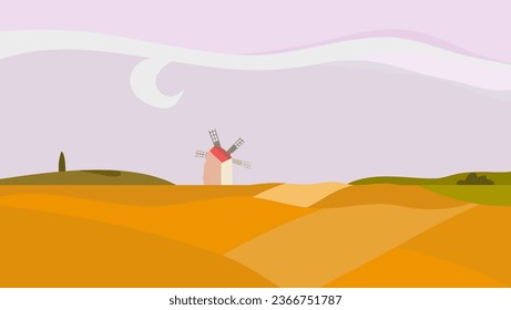 landscape with windmill pattern for a poster or background