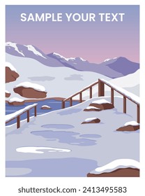 landscape in winter for background, print, card, postcard, poster. vector illustration in minimalist flat style.