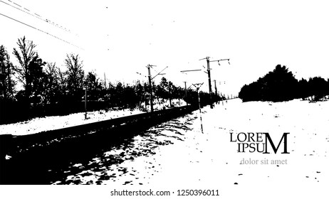 Landscape. Winter road. Nature silhouette