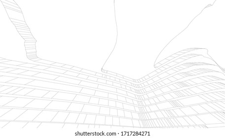 
Landscape in wire perspective, 3d rendering, architectural form
