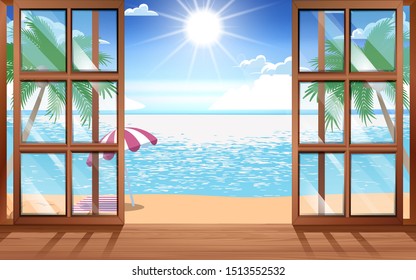 landscape of wooden house on the beach in day time