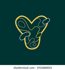 Landscape Y letter logo with geology line pattern. Modern font for adventure labels, mountain travel emblem, ecology posters and outdoor sport identity, etc.