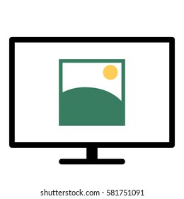 Landscape_Picture icon- Flat design, glyph style icon - Colored enclosed in a screen