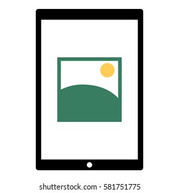 Landscape_Picture icon - Flat design, glyph style icon - Colored enclosed in a tablet