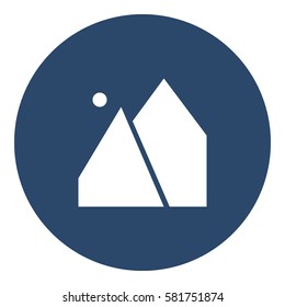 Landscape_Picture icon - Flat design, glyph style icon - Blue circle colored