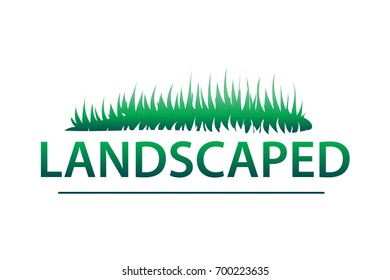 landscaped phrase illustration, icon design, isolated on white background. 