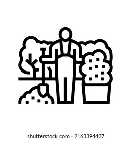 landscaper business line icon vector. landscaper business sign. isolated contour symbol black illustration