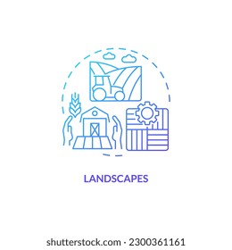 Landscapes blue gradient concept icon. Reversing biodiversity loss. Agriculture policy objective abstract idea thin line illustration. Isolated outline drawing. Myriad Pro-Bold font used