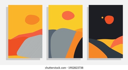 conjunto de ilustraciones vectoriales de tarjetas de paisajes