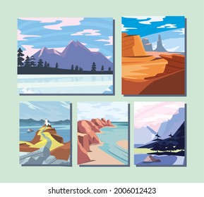 landscapes five scenes work art