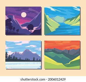 landscapes four scenes work art