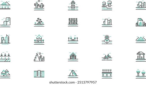 Landscapes icons High-Quality Vector Icons Collection with Editable Stroke. Ideal for Professional and Creative Projects.