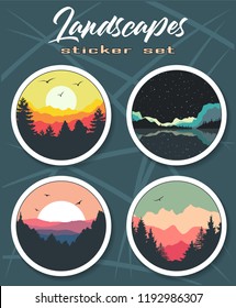 Landscapes of National Parks Sticker Set