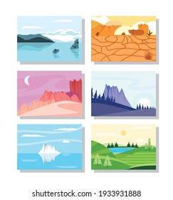 landscapes nature scene vector set