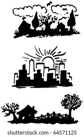 Landscapes Silhouettes Doodles