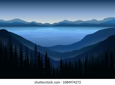 Landscapes sunset view at mountain peaks