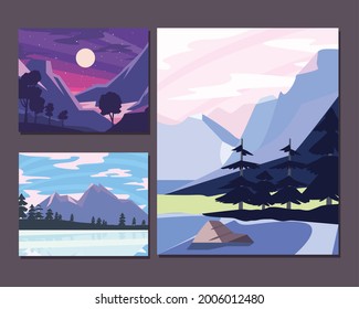 paisajes tres escenas de arte
