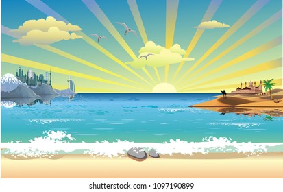 Landscape-sunrise over the ocean