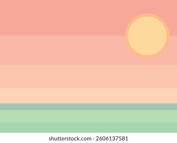Landscape.Sunset.Summer.Shapes. Vector illustration. Background. Artwork.