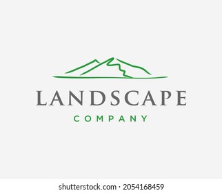 Landscaping company logo template with abstract mountain icon