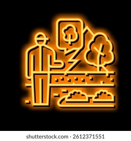 landscaping garden neon light sign vector. landscaping garden illustration