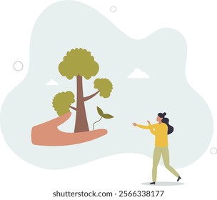 landscaping and growing plants. concept of ecology and environment.flat characters.