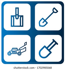 landscaping icon set. Collection of Shovel, Lawn mower icons