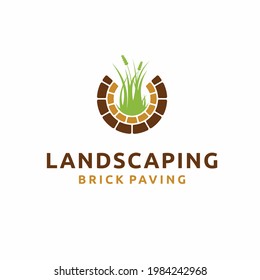 Landscaping logo with brick paving concept