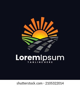 landscaping logo with sunshine concept