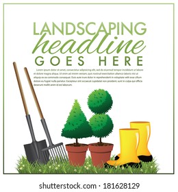 Landscaping marketing template EPS 10 vector, grouped for easy editing. No open shapes or paths.