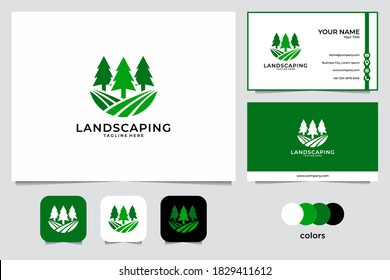 Landscaping With Pine Tree Logo Design And Business Card