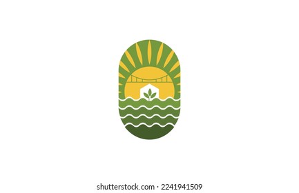 Landscaping round logo design template. Farming Logo Template.