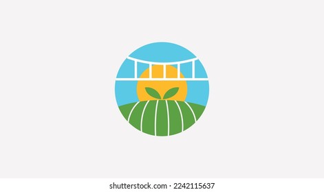 Landscaping round logo design template. Farming Logo Template.