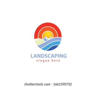 Landscaping sun sign logo design