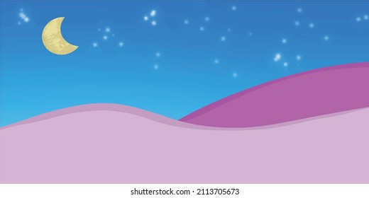 Landscpae moon drawing and star, illustration graphic art design, Moon drawing concept 