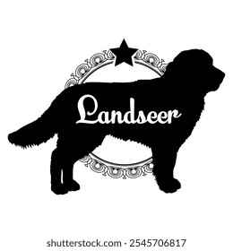 Landseer perro silueta, perro, razas de perro, Vector, silueta, diseño de logotipo, animal, ilustración, icono, signo, negro, mascota