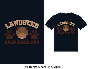 Landseer Newfoundland illustrations for print-ready T-Shirts design