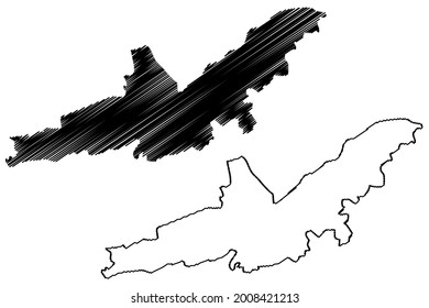Landshut city (Federal Republic of Germany, Urban district Lower Bavaria, Free State of Bavaria) map vector illustration, scribble sketch Landshut map