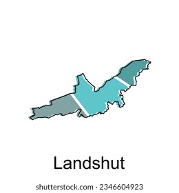 Landshut City of Germany map vector illustration, vector template with outline graphic sketch style on white background