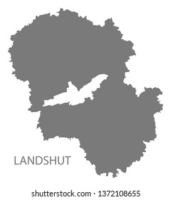 Landshut grey county map of Bavaria Germany