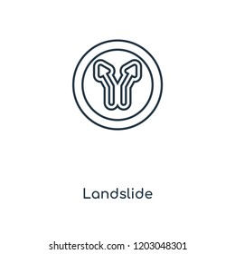 Landslide concept line icon. Linear Landslide concept outline symbol design. This simple element illustration can be used for web and mobile UI/UX.
