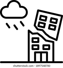 Landslide due to Heavy Rain Concept, Rainy Equipment Vector Icon Design, Wet season Symbol on white background, rainfall weather Sign, Building Crack with Cloud Stock