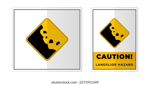 Landslide hazard Sign Label Symbol Icon Vector Illustration