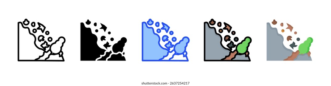 Landslide Icon Collection With Multiple Styles