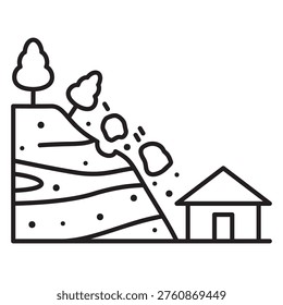 Landslide icon endangers homes and settlements