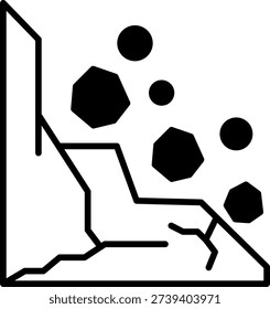 Landslide Icon: Falling Rocks and Debris Illustration