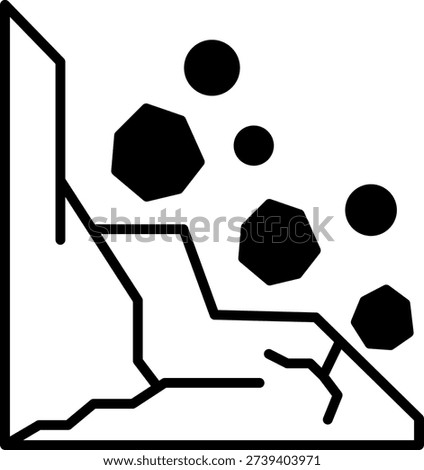 Landslide Icon: Falling Rocks and Debris Illustration