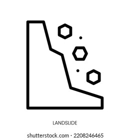 landslide icon. Line Art Style Design Isolated On White Background